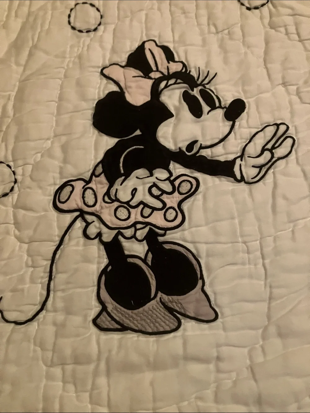 Disney Pottery Barn Kids White Quilt TWIN Minnie Mouse - Picture 3 of 5